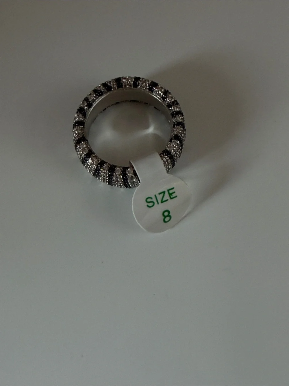 Bomb Party “Chic In The Wild” Zebra Ring Size 8 New Black & Diamond CZ